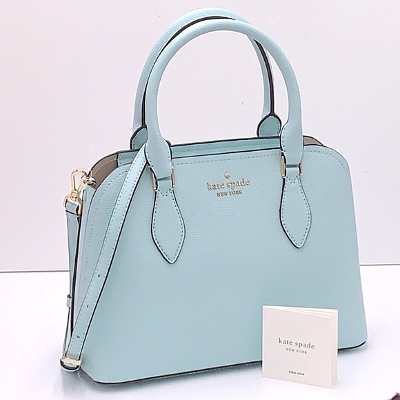 Kate Spade New York Darcy Refined Grain Leather Small Satchel Blue Glow color